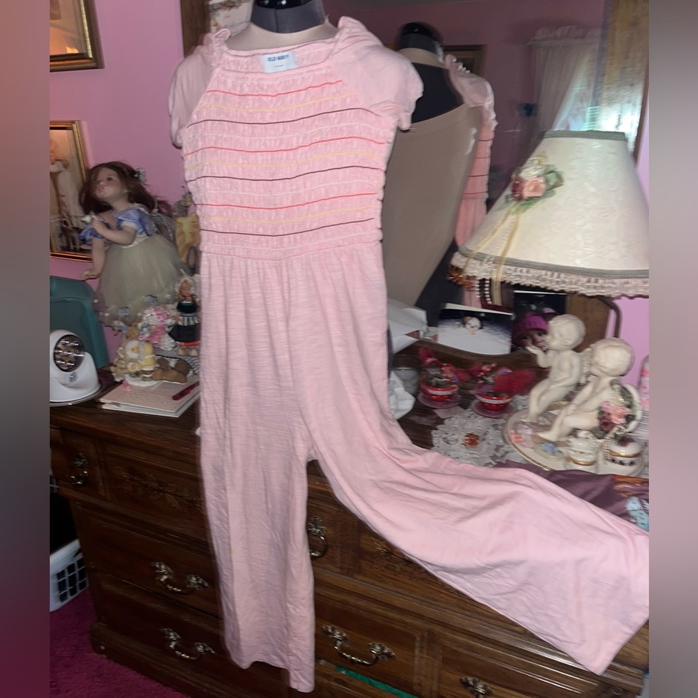 Girls Pink Ruffled Jumpsuit